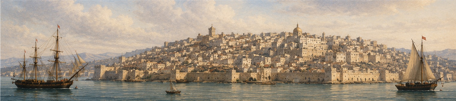 Illustrative sailing vessels representing Mediterranean diplomacy